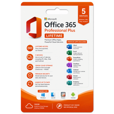 Office 365 Pro Plus Lifetime Account -5 Devices +100GB Cloud