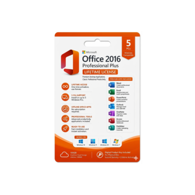 Microsoft Office 2016 Professional Plus 5 PCs – Genuine License Key